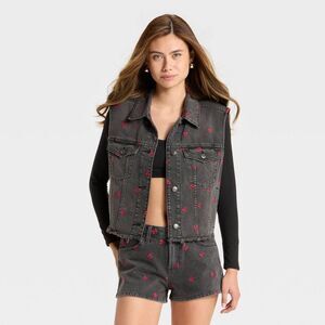 Wild Fable - Women's Denim Oversized Trucker Vest - Wild Fable  Black